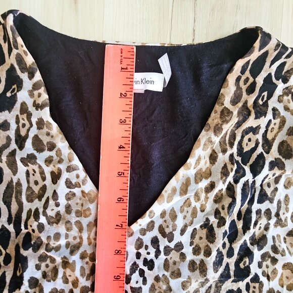 Calvin Klein Women's Leopard Print Ruffle Sleeve Blouse Size L - Picture 11 of 14
